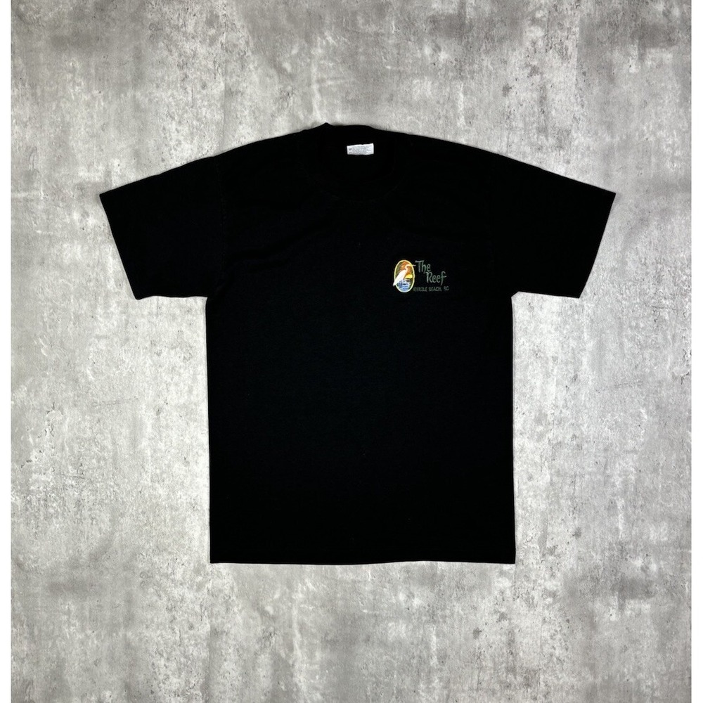 Vintage 90s Hanes Myrtle Beach The Reef Graphic T-Shirt Black Mens Size M